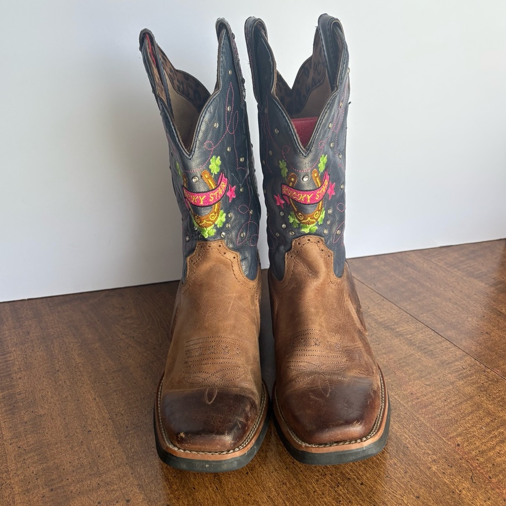 Brown and Black Women's Cowboy Boots